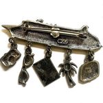 JJ Jonette cruise ship dangles brooch Silver Photo 1