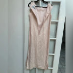 Jessica Howard Vintage  Pink Linen Embroidered Beaded Midi Dress Size 12 Large Photo 4