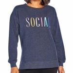 Wildfox New  “SOCIAL” Blue Statement Crewneck Sweatshirt in size XS Photo 0
