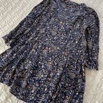 Maeve  Blue Whimsy Fairy Tie Neck Anthropologie Small Shirt Blouse Floral Photo 0