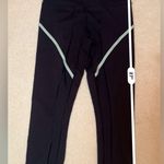 Lululemon  Roll Out Crop Black / Fresh Teal Leggings Full On Luon Mid Rise Size 4 Photo 4