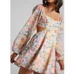 Showpo Ebonee Floral Mini Dress Cut Out Preppy Cottagecore Womens US 12 UK 16 Orange Photo 1