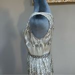 Alexandra Grecco Silk Macrame Print Dress Womens Size 2 Boat Neck Cream Black White Photo 3