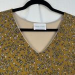 French Grey Mini Dress Women’s Size Medium Dark Mustard Green White Fall Florals Photo 4