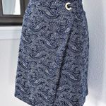 Michael Kors Faux Wrap Paisley Mini Skirt in True Navy, Size XL New with Tag Photo 5
