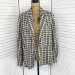 Free People Luminary Plaid Flannel Oversized Blazer Neutral Tan Small Photo 6