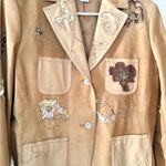 Neiman Marcus  Exclusive Suede Leather Floral Embroidered Beaded Jacket Size 10 Photo 5