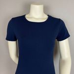 Vintage Y2K Dress Short Sleeve Navy Blue‎ Round Neckline Stretch Bodycon Simple Blue Size undefined Photo 2