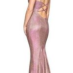 Faviana  Sparkly Metallic Long Jersey Dress With Leg Slit pink 2 Photo 1