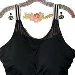MINXUEER BLACK SHEER UPPER PLUS SIZE 22W PADDED ADJUSTABLE STRAP TANKINI TOP Photo 0