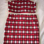 Revolve Red Plaid two piece skirt Photo 0