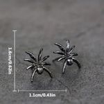 Black Spider Stud Earrings Men Stud Stainless Steel Punk Gothic Unisex Gift Silver Photo 2