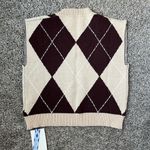 Cider NWT  Tan and Brown Sweater Vest with V-Neck Line Photo 3