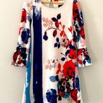 Maeve Anthropologie  Anthousai Floral Knit Sweater Dress Bell Sleeves Size XS Photo 0