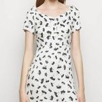 Maje  White Floral Silk Metallic Buttons Satin Cocktail Mini Dress size 8 Photo 0