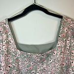 MELLODAY Mellowday Wmen's Ditsy Floral Square Neck Blouse Shirt Green Pink Cottagecore XL Photo 8