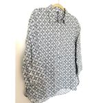 ZARA Linen Blouse 3/4 Sleeve Button Front Print Shirt Womens Chic Top Sz L Photo 9