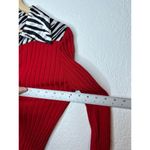 Vintage Y2K Fontana Red Ribbed Knit Double Zip Satin Zebra Print Trim Sweater M Size M Photo 7