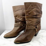 Dingo DI654 Ladies Size 10 Emma Slouchy Pointy Toe Boots Pigskin Leather Brown Photo 0