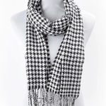 Houndstooth Black White Soft Knit Scarf New Alabama Skinny Long Fringe Unisex Photo 0