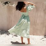 Amazon R.Vivimos gingham midi dress smocked Puff Sleeves Bow Off-Shoulder Boho sage Photo 8