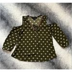 Sweet Wanderer Green Cold Shoulder Floral Embroidered Trim Blouse Size Medium Photo 0