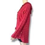 Boutique  Womens Hooded Tunic Top Long Sleeve Plaid Lightweight Red Medium Photo 5
