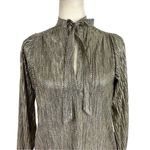 Sabina Musayev Agatha Metallic Gold Long Sleeve Mini Dress Neck Tie Size XXS Photo 3