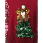 No Boundaries  Red Stuffed Reindeer Long Sleeve Christmas Sweater Women Juniors L Photo 1