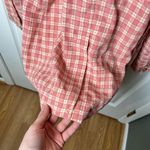 Free People Pink Cream Long Sleeve Button Waist Tie Olivia Gingham Blazer M Photo 14