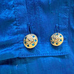 Mondi Blue Silk Blend Button Front Knee Length Skirt Size 42 Photo 3