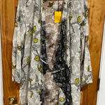 Citron Santa Monica Sheer Silk Rayon Kimono Duster Cardigan Floral Size L NWT White Size L Photo 0