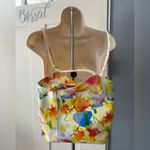 Vibrant Floral Women's Tote Bag made in ITALY Red Photo 2