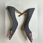 Billy Ella Briarwood Pumps Heels Floral Embroidery Leather Heel Denim Upper 9.5 Blue Photo 2