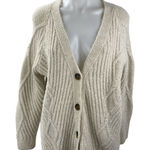 Mark & Spencer  Cream Argyle Rib Knit V Neck Button Down Cardigan Sweater Top M Photo 0