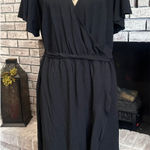 Ava & Viv  Black Faux Wrap Midi Dress Flutter Sleeve Tie Waist Plus Size 1X Rayon Photo 0