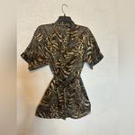 Women’s Animal Print Satin Robe Silk Belted Bathrobe Size Small Short Sleeve Multiple Photo 4