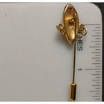 Art Deco Tribal Face Mask Label Stick Pin Gold Tone Unique Dangle Design 2 Inch Photo 1