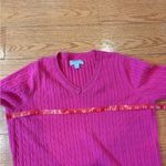 kim rogers Women’s Long Sleeve Pink Cable Knit Sweater Size Small Preppy Classic Photo 3