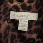 Charter Club  Quilted Animal Leopard Brown Snap Zip Front Size M Photo 2