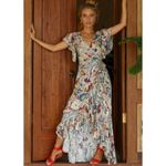 ELF Handmade Carmen Floral Wrap Maxi Dress Women’s Size XXL NWT Tan Photo 15