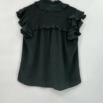 Gilner Farrar Womens Black Short Flutter Ruffle Sleeves Sienna Blouse Small Black Photo 3