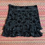 BLACK VELVET FLORAL TIERED RUFFLE MINI SKIRT Size M Photo 1