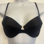 Victoria's Secret  Vintage Silver Tag Velour Silk Padded Size 34C Black‎ Beaded Photo 0