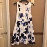 Lulus Lulu’s Seeing Chic Floral V Neck Racerback Skater Dress‎ Blue White Medium Photo 2