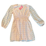 Pastel Pink Smocked Waist Pom Pom Long Sleeve Dress‎ Size Large Photo 0