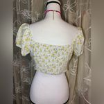 Hollister  White and Yellow Floral Puff Sleeve Crop Top Photo 4