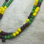 Beaded Glass & Wood Necklace 26in Purple Photo 3