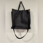Bevini Modena Black Genuine Leather Tote Crossbody Purse Gold Studs Photo 1