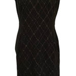 Lands' End  10 Sheath Dress Charcoal Grey Textured Diamond Pattern Ribbed Knit Photo 0